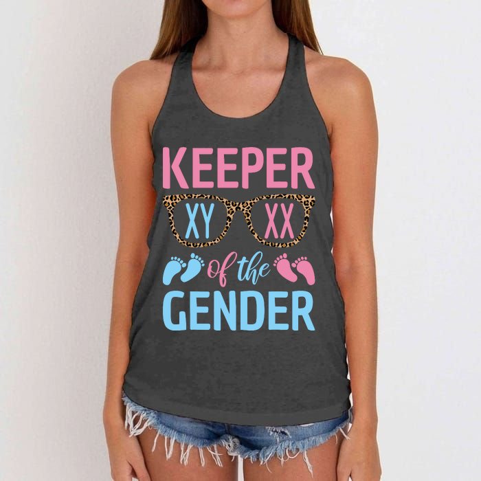 Keeper Of The Gender Baby Shower Gender Reveal Party Outfit Women's Knotted Racerback Tank