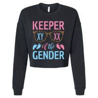 Keeper Of The Gender Baby Shower Gender Reveal Party Outfit Cropped Pullover Crew