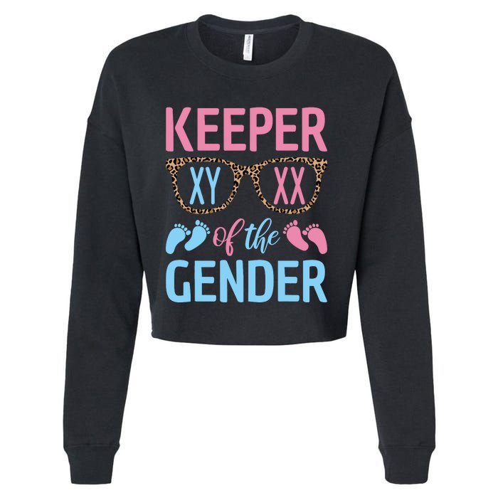 Keeper Of The Gender Baby Shower Gender Reveal Party Outfit Cropped Pullover Crew