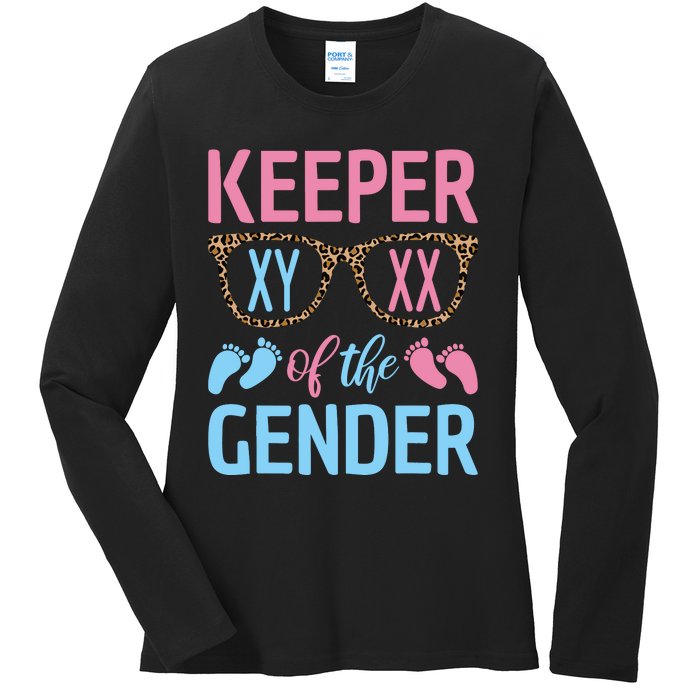 Keeper Of The Gender Baby Shower Gender Reveal Party Outfit Ladies Long Sleeve Shirt