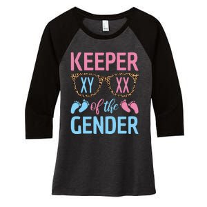 Keeper Of The Gender Baby Shower Gender Reveal Party Outfit Women's Tri-Blend 3/4-Sleeve Raglan Shirt