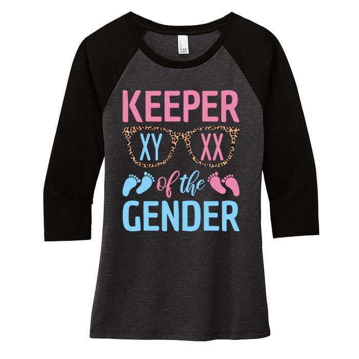 Keeper Of The Gender Baby Shower Gender Reveal Party Outfit Women's Tri-Blend 3/4-Sleeve Raglan Shirt