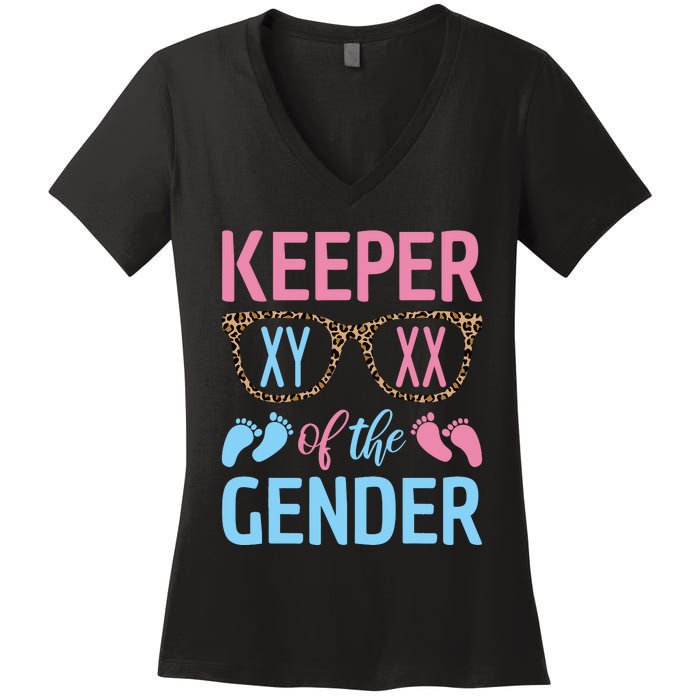 Keeper Of The Gender Baby Shower Gender Reveal Party Outfit Women's V-Neck T-Shirt