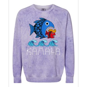 Kamala Over Trump Blue Wave Big Fish Eats Small Fish Colorblast Crewneck Sweatshirt