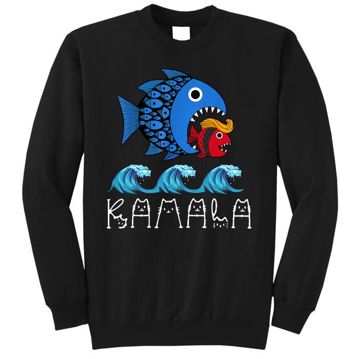 Kamala Over Trump Blue Wave Big Fish Eats Small Fish Sweatshirt