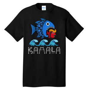 Kamala Over Trump Blue Wave Big Fish Eats Small Fish Tall T-Shirt