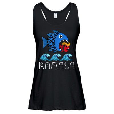 Kamala Over Trump Blue Wave Big Fish Eats Small Fish Ladies Essential Flowy Tank
