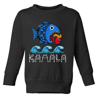 Kamala Over Trump Blue Wave Big Fish Eats Small Fish Toddler Sweatshirt