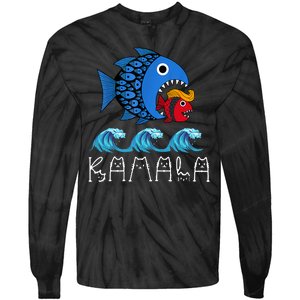 Kamala Over Trump Blue Wave Big Fish Eats Small Fish Tie-Dye Long Sleeve Shirt