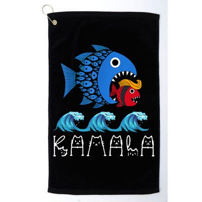 Kamala Over Trump Blue Wave Big Fish Eats Small Fish Golf Towel