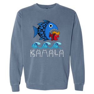 Kamala Over Trump Blue Wave Big Fish Eats Small Fish Garment-Dyed Sweatshirt