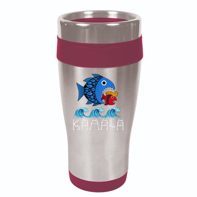 Kamala Over Trump Blue Wave Big Fish Eats Small Fish 16oz Travel Tumbler