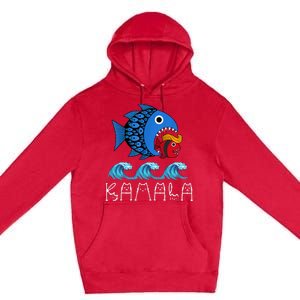 Kamala Over Trump Blue Wave Big Fish Eats Small Fish Premium Pullover Hoodie