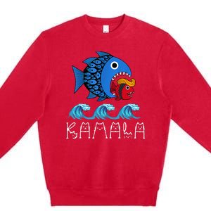 Kamala Over Trump Blue Wave Big Fish Eats Small Fish Premium Crewneck Sweatshirt