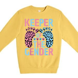 Keeper Of The Gender Reveal Announcement Baby Shower Party Premium Crewneck Sweatshirt