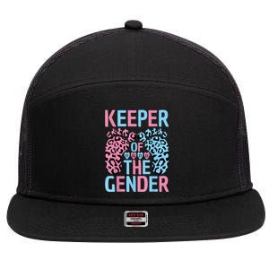 Keeper Of The Gender Reveal Announcement Baby Shower Party 7 Panel Mesh Trucker Snapback Hat