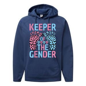 Keeper Of The Gender Reveal Announcement Baby Shower Party Performance Fleece Hoodie