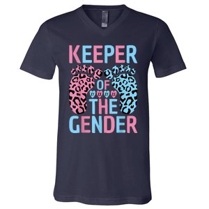 Keeper Of The Gender Reveal Announcement Baby Shower Party V-Neck T-Shirt