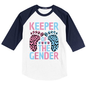 Keeper Of The Gender Reveal Announcement Baby Shower Party Baseball Sleeve Shirt