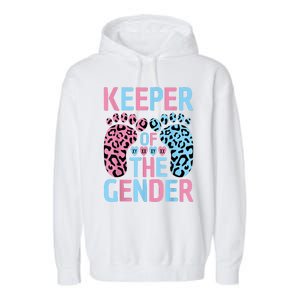 Keeper Of The Gender Reveal Announcement Baby Shower Party Garment-Dyed Fleece Hoodie