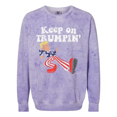 Keep On Trumpin Funny USA Flag Support Reelect Trump Colorblast Crewneck Sweatshirt