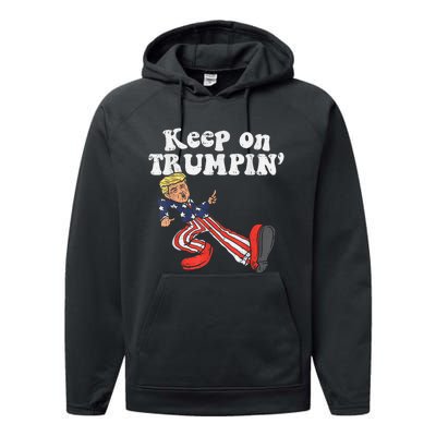 Keep On Trumpin Funny USA Flag Support Reelect Trump Performance Fleece Hoodie