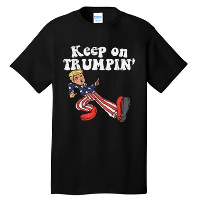 Keep On Trumpin Funny USA Flag Support Reelect Trump Tall T-Shirt