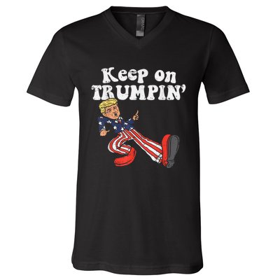 Keep On Trumpin Funny USA Flag Support Reelect Trump V-Neck T-Shirt