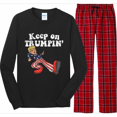 Keep On Trumpin Funny USA Flag Support Reelect Trump Long Sleeve Pajama Set