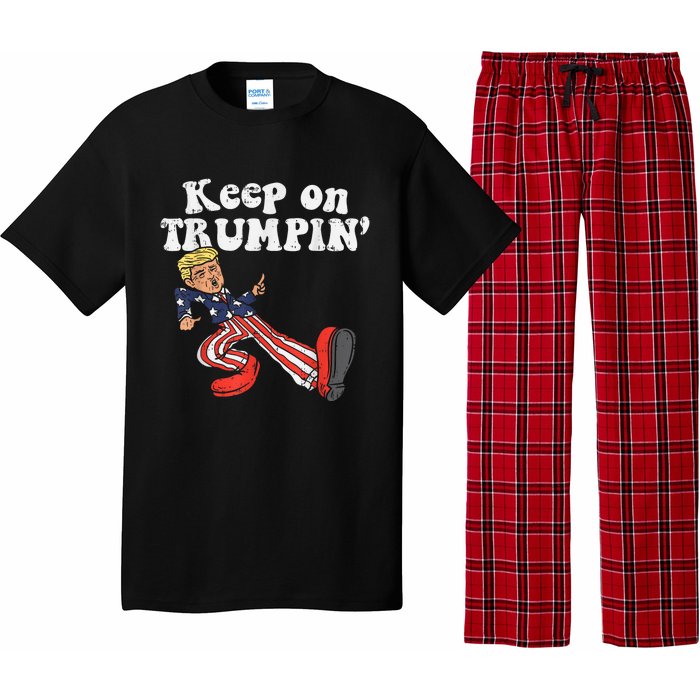 Keep On Trumpin Funny USA Flag Support Reelect Trump Pajama Set