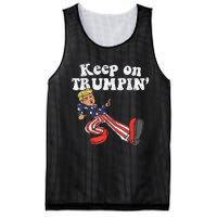 Keep On Trumpin Funny USA Flag Support Reelect Trump Mesh Reversible Basketball Jersey Tank