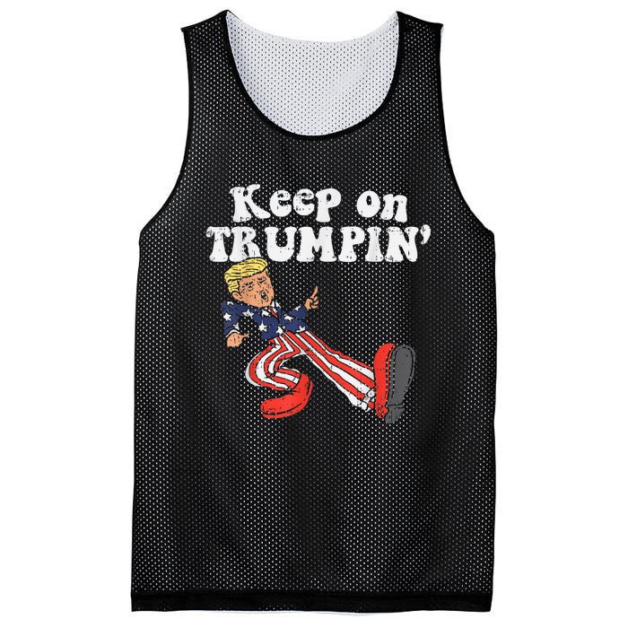 Keep On Trumpin Funny USA Flag Support Reelect Trump Mesh Reversible Basketball Jersey Tank