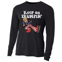 Keep On Trumpin Funny USA Flag Support Reelect Trump Cooling Performance Long Sleeve Crew