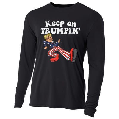 Keep On Trumpin Funny USA Flag Support Reelect Trump Cooling Performance Long Sleeve Crew