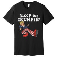 Keep On Trumpin Funny USA Flag Support Reelect Trump Premium T-Shirt