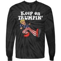 Keep On Trumpin Funny USA Flag Support Reelect Trump Tie-Dye Long Sleeve Shirt