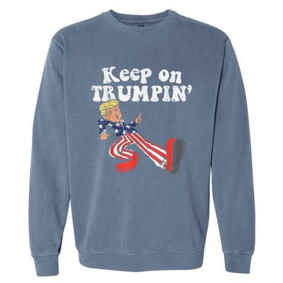 Keep On Trumpin Funny USA Flag Support Reelect Trump Garment-Dyed Sweatshirt