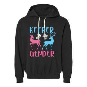 Keeper Of The Gender Buck Or Doe Gender Reveal Party Gift Garment-Dyed Fleece Hoodie