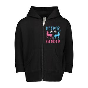 Keeper Of The Gender Buck Or Doe Gender Reveal Party Gift Toddler Zip Fleece Hoodie