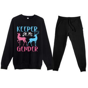 Keeper Of The Gender Buck Or Doe Gender Reveal Party Gift Premium Crewneck Sweatsuit Set