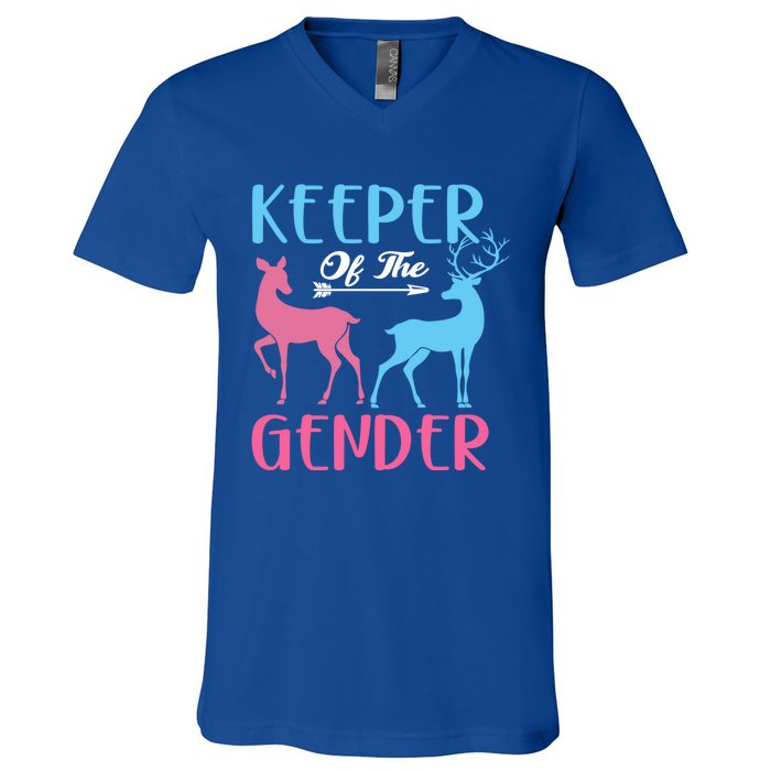 Keeper Of The Gender Buck Or Doe Gender Reveal Party Gift V-Neck T-Shirt