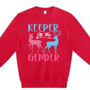 Keeper Of The Gender Buck Or Doe Gender Reveal Party Gift Premium Crewneck Sweatshirt