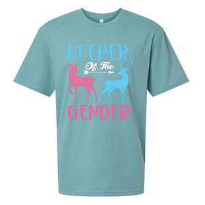 Keeper Of The Gender Buck Or Doe Gender Reveal Party Gift Sueded Cloud Jersey T-Shirt