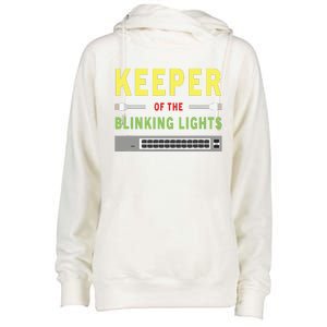 Keeper Of The Blinking Lights Network Administrator Funny Womens Funnel Neck Pullover Hood