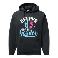 Keeper Of The Gender Pink Or Blue Funny Gender Reveal Party Performance Fleece Hoodie