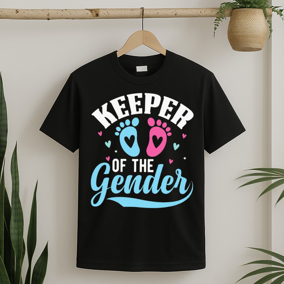 Keeper Of The Gender Pink Or Blue Funny Gender Reveal Party T-Shirt