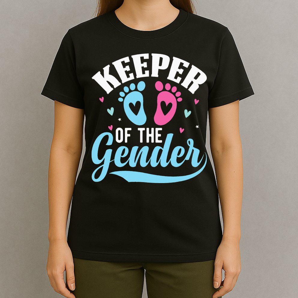 Keeper Of The Gender Pink Or Blue Funny Gender Reveal Party T-Shirt