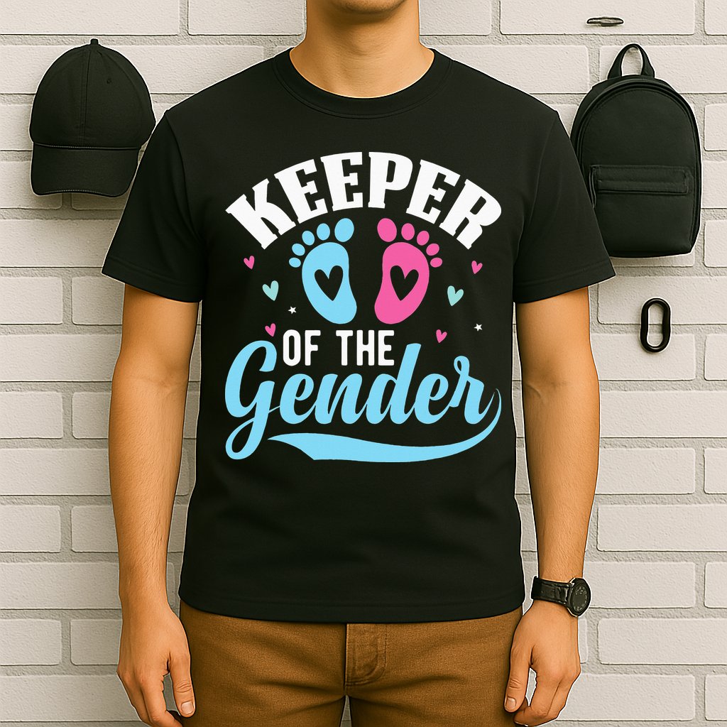 Keeper Of The Gender Pink Or Blue Funny Gender Reveal Party T-Shirt