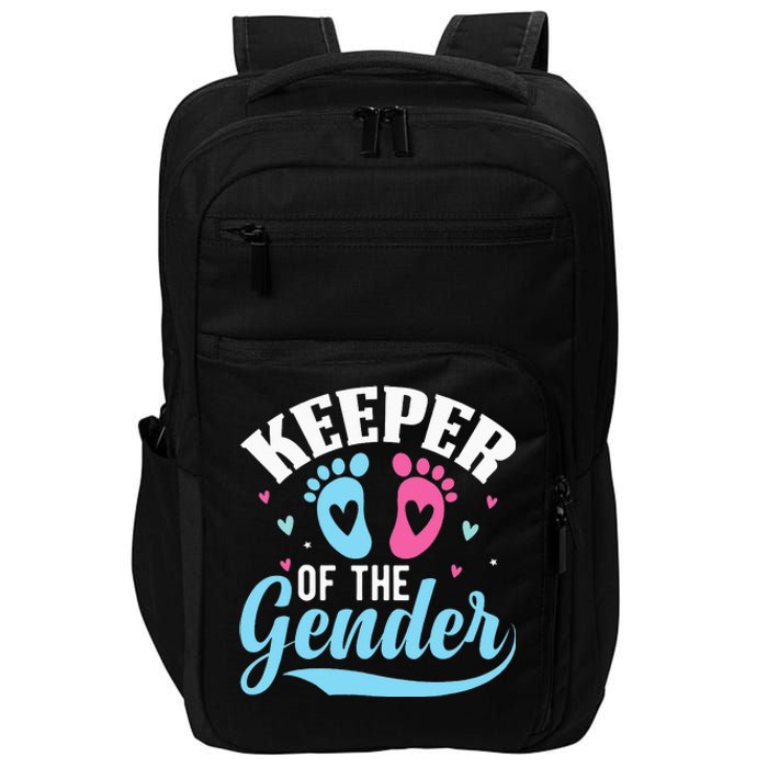 Keeper Of The Gender Pink Or Blue Funny Gender Reveal Party Impact Tech Backpack