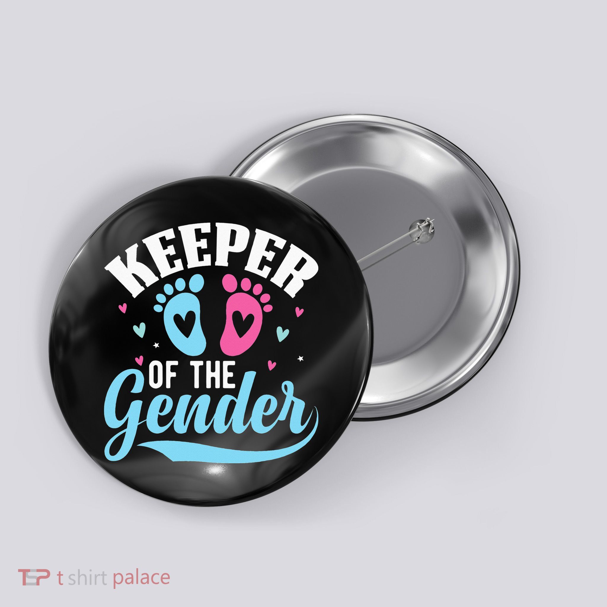 Keeper Of The Gender Pink Or Blue Funny Gender Reveal Party Button